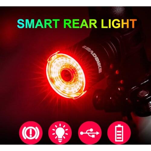 NEWBOLER Smart LED Bicycle Tail Light Usb Chargeable Bike Rear Lights Auto Start/Stop Brake Sensing Safety Warning Cycling Light