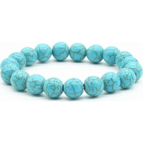 New Arrival Blue White Green Red Natural Turquoises Stone Charm 10mm Strand Beads Women Bracelets Men Homme Femme Jewelry