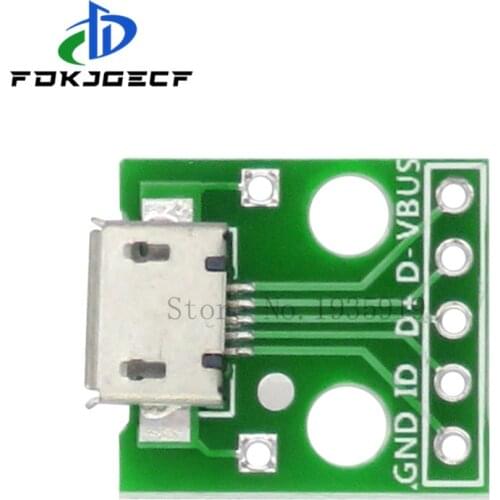 10PCS MICRO USB To DIP Adapter 5pin Female Connector B Type PCB Converter Breadboard Switch Board SMT Mother Seat