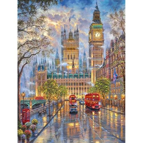 Full Square/Round Diamond Painting 5D Diamond Embroidery icon Cityscape Building Diamonds Mosaic Cross stitch Home Decor Gift