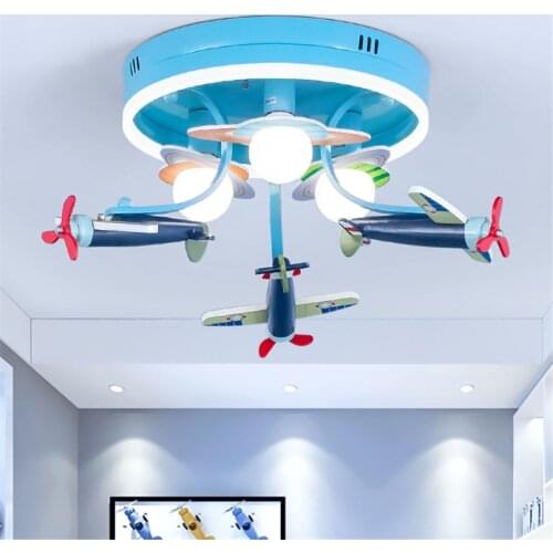 Nordic planet plane chandelier for Childrens room living room kids led lighting fixtures creative home decorative luminaire