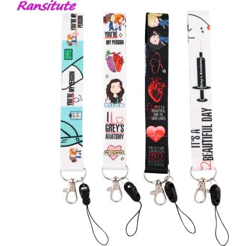 R2022 TV Greys Anatomy Fashion Short Lanyard Badge ID Lanyards Mobile Phone Rope Key Lanyard Neck Straps Accessories Kids Gifts