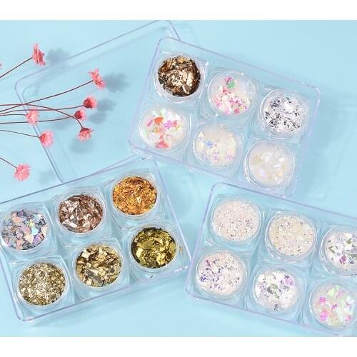 1box Holographic Nail Glitter Sequins Set 3D Irregular Broken Glass Nail Art Foils Flakes Aurora Colorful Manicure Decorations