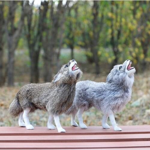 Realistic Wolf Plush Simulation Toy Lifelike Animal Figurines Miniatures Birthday Gift Ornaments Home Garden Decoration