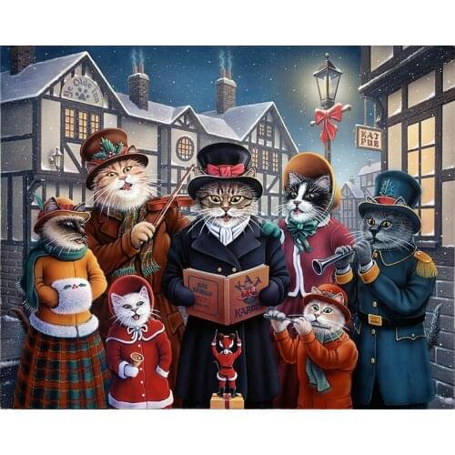 Christmas Snow Cat band ,Needlework,DIY 100% Square Round Diamond Painting full embroidery Rhinestone cross stitch