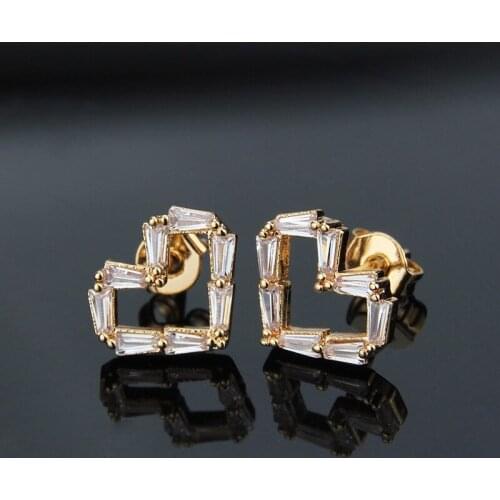 Funmode Clear AAA Cubic Zircon Heart Shape Stud Earrings For Women Jewelry Accessories boucle oreille femme 2020 FE190