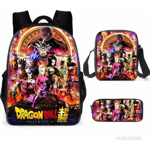 3pcs/set School Bags For Teen Girls&boys School Backpack Cartoon Goku Bookbag Lovely Satchel
