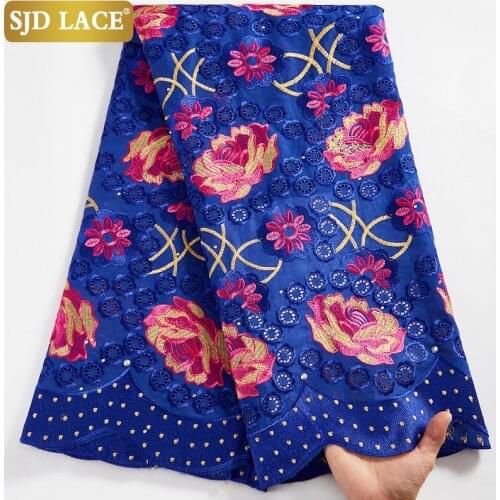 SJD LACE High Quality Embroidery African Dry Lace Fabric With Stones 2021Latest Swiss Voile Lace In Switzerland For Party A2589