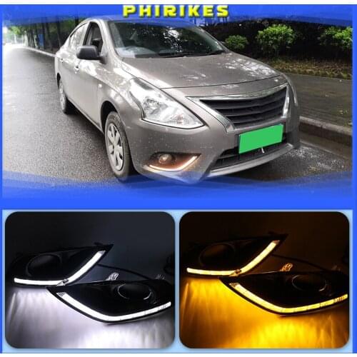 Car styling For Nissan Almera Latio Sunny Versa 2014 2015 2016 2017 2018 LED DRL Daytime Running Lights Daylight Fog Head Lamp