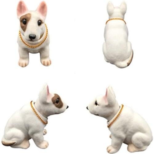 Car Styling Shaking Head Lucky Dog Car Ornament Nodding Dog Auto Dashboard Doll Bobblehead Dog Bull Terrier Rocking Head Toy Dog
