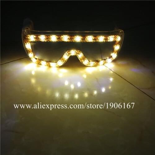 Warm Yellow LED Luminous Party Glasses Light Up Halloween Glasses Mask For Event Supplies DJ Club Stage Show