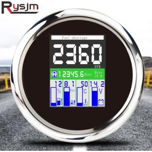 TFT Screen 5 in 1 Multi-functional Gauge With Alarm 85MM Engine Tachometer 0~9999RPM Water temp fuel gauge Oil Press Gauge 9-32V
