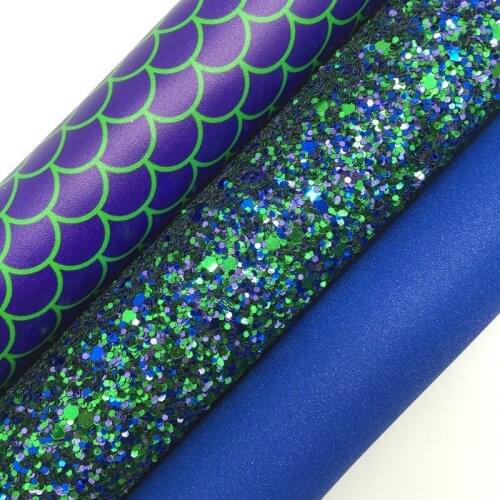 BLUE Glitter Fabirc, Faux Leather Fabric, Birds Printed Synthetic Leather Fabric Sheets For Bow A4 21x29CM Twinkling Ming XM649