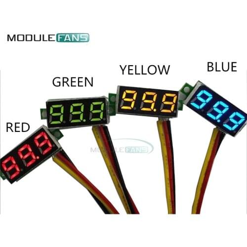 0.28 Inch 0.28'' LED DC 0-100V Green Voltmeter Digital Display Voltage Volt Meter 12V 24V 3 Wires Diy Electronic Diy Kit