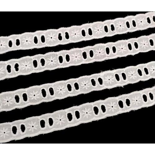 10Meters Hollow Out Floral Embroidered Cotton Lace Ribbon DIY Handmade Crafts Fabric Home Textile Decor 2cm White Lace Trimming