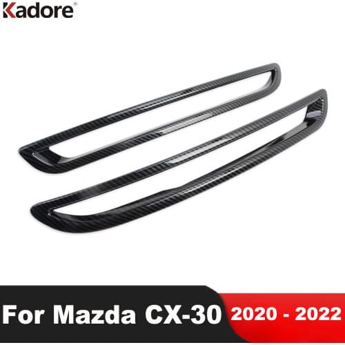 For Mazda CX30 CX-30 2020 2021 Carbon Fiber Rear Fog Light Cover Trim Tail Foglight Lamp Frame Trims Car Styling Accessories