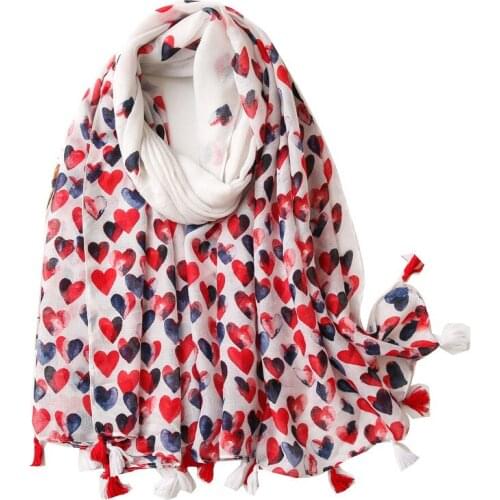 Women Fashion love cotton Viscose Shawl Scarf Lady High Quality Wrap Pashmina Stole Bufanda Muslim Hijab Bandana Ladies Scarves