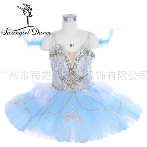 Women light blue bird professional tutu women platter pancake tutu performance stage costume skirt BT9243