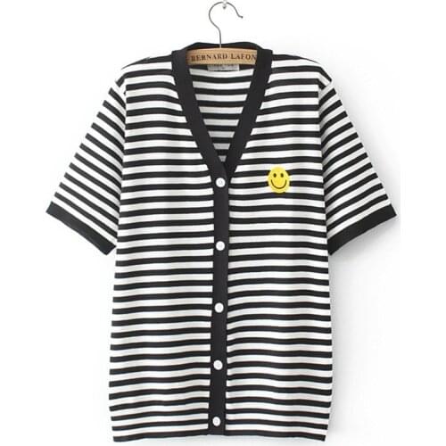 Plus Size XL-4XL Womens Button Up Summer Tshirts Short Sleeve Striped Tops Vintage Shirts