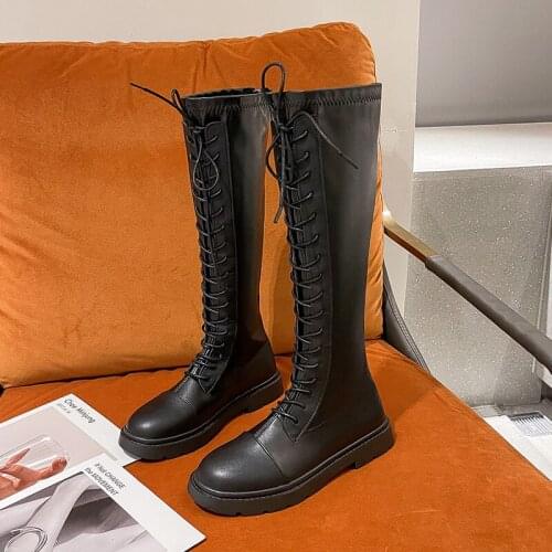 Womens Boots Womens Autumn 2021 Lace-up Handsome High-top Boots Women But Knee Small Knight Boots Shoes Botas De Mujer