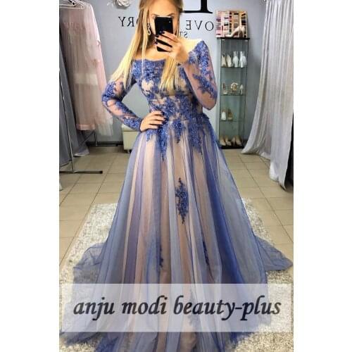 Elegant Long Sleeve Prom Dresses 2021 Beaded Off Shoulder Formal Evening Party Ball Gowns Robe De Soiree