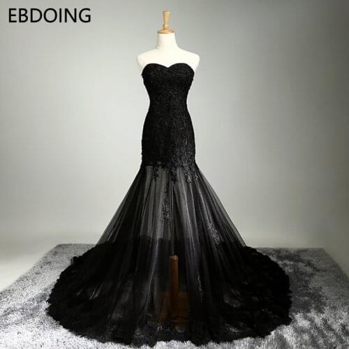 Robe de soiree Sexy Formal Dresses Mermaid Black Sweetheart Neckline Vestidos de festa Plus Size Evening Dress Party Gowns