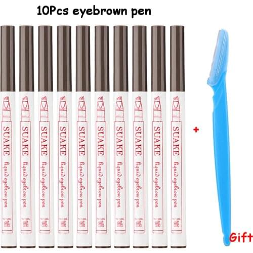 10Pcs/lot Makeup Eyebrow Pen Waterproof 4D Brown Eyebrow Tint Tattoo Cosmetic Long Lasting Natural Make Up Eye Brow Pencil