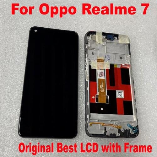 100% Original Working LCD Display Touch Panel Screen Digitizer Assembly Sensor with Frame Mobile Pantalla For OPPO Realme 7 7i