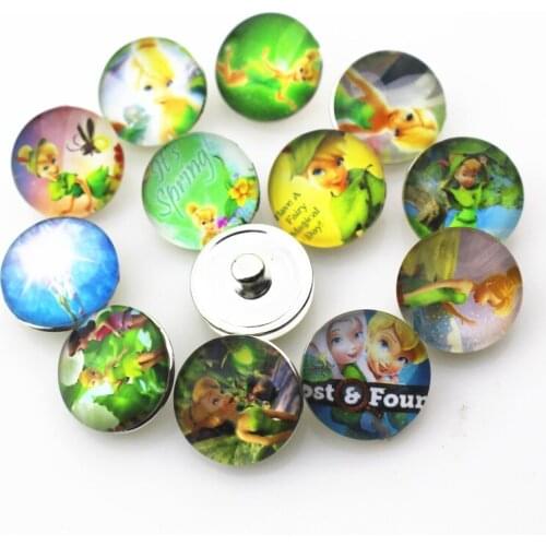 20pcs/lot Tinker bell Fairy snap buttons 18mm ginger button snap bracelet&bangles charms diy snap jewelry