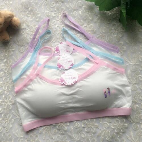 2020 New Young Girls Solid Soft Cotton Bra for 8-16Years Old Puberty Teenage Breathable Underwear Kid Cloth bra for teenage girl