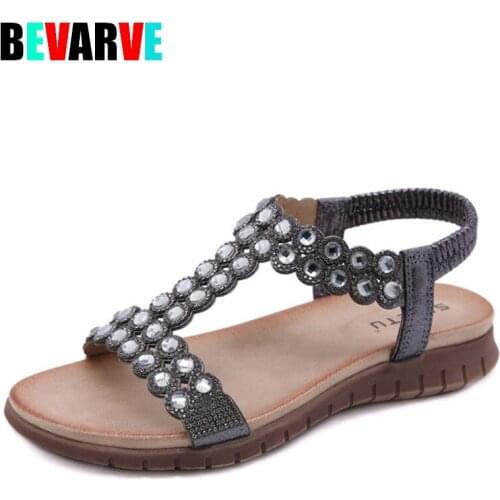 BEVARVE 2021 Fashion Sandals Women Summer Shoes Flat Casual Women Beach Sandals Soft Comfortable Ladies Holiday Shoes Plus Size