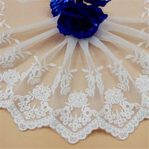 3Yds/lot 15cm wide paper white cotton mesh unilateral embroidery small flower lace DIY handmade skirt tablecloth lace AC483