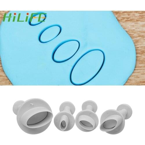 HILIFE DIY 4pcs/set Plunger Fondant Mold Chocolate Cookie Mould Sugarcraft Cutter Oval Shape Cake Decorating Tools
