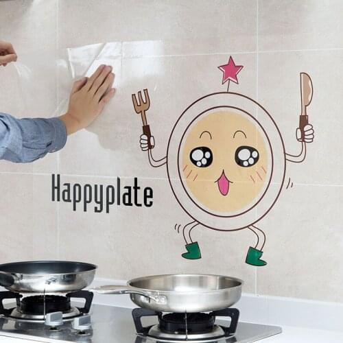 60*90cm Cute Cartoon Transparent Kitchen Stove High Temperature Oil Proof Stickers Waterproof Stickers Wall Stickers