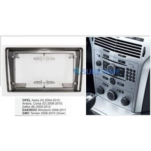 9 inch Car Fascia Radio Panel for OPEL Astra (H) 2004-2010; Antara, Corsa (D) 2006-2015 (Silver) Dash Kit Facia Console Plate