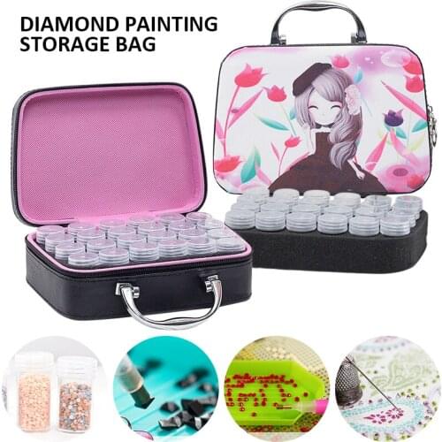 Diamond Painting Tool Storage Bag with 24 Bottles Beads Container DIY Diamond Painting Holder Hand Bag Zipper Container Box