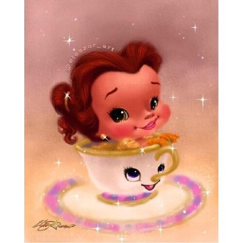 DIY Diamond Painting Cartoon cup girl crafts Cross Stitch full 5d Diamond embroidery mosaic Cup Picture Home Decoration