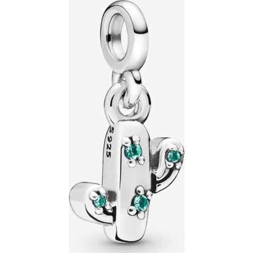 Bewill ME Cute Cactus 925 Silver Small Pendant Female Necklace Surprise Gift Fit Original Beads Charms