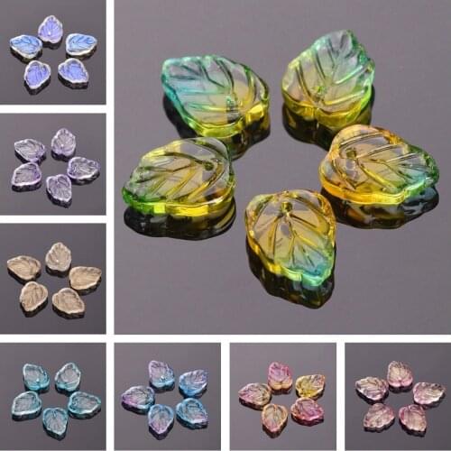 10pcs 13x10mm Leaf Shape Crystal Glass Loose Crafts Beads Top Drilled Pendants for Earring Jewelry Making DIY Crafts