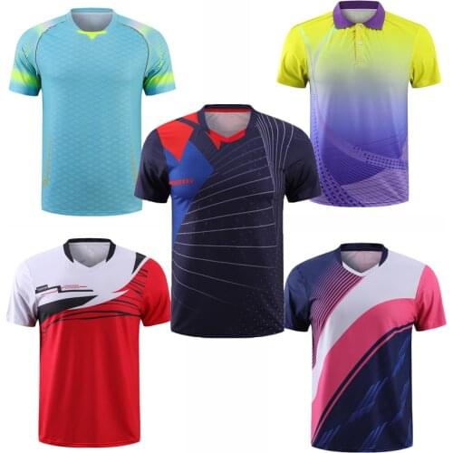 Quick dry Tennis tshirts,badminton sportswear shirt men/women,kid table tennis V-neckshirt,game clothes volleyball shirt 5122