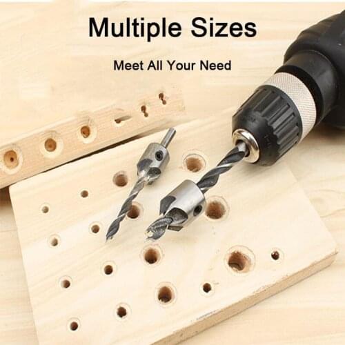 Woodworking Drilling Chamfer Tool Set Countersink Drill Bit Set for Wood Durable MAZI888