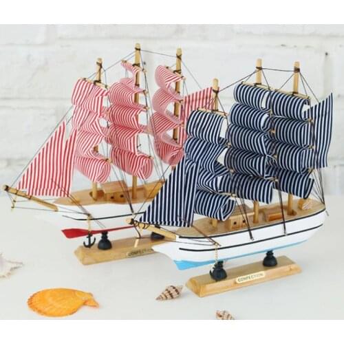 Wooden Sailing Boat Ship Wood Crafts Handmade Retro Ship Model Wood Decoration Sailboat Birthday Gift kids Home Decor