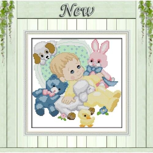 Baby toy bear doll dog rabbit decor paintings counted Printed on canvas DMC11CT 14CT Cross Stitch kits Needlework Sets embroider