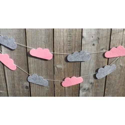 Pink and Grey clouds birthday felt Garlands baby shower buntings Church nursery decor baptism banners