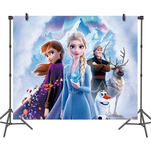 Frozen Anna Elsa Princess Theme Photography Backgrounds Decoration Vinyl Cloth Happy Birthday Party Supplies For Kids Girls Gift