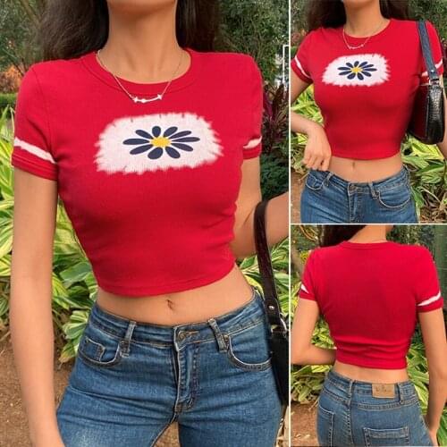Gothic Girl Aesthetic T-Shirts Vintage Streetwear Tie Dye Women Crop Tops Graphic Print T-Shirts