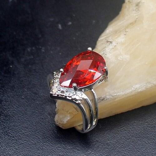 Gemstonefactory Jewelry Big Promotion Single Unique 925 Silver Red Garnet Wedding Women Men Gifts Band Rings 6.5# 20212861