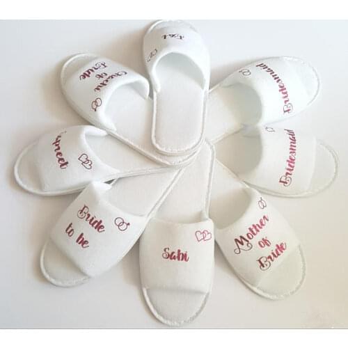 Personalized title wedding bridesmaid bride spa slippers Matron of honor Bachelorette bridal shower hen party favors gifts