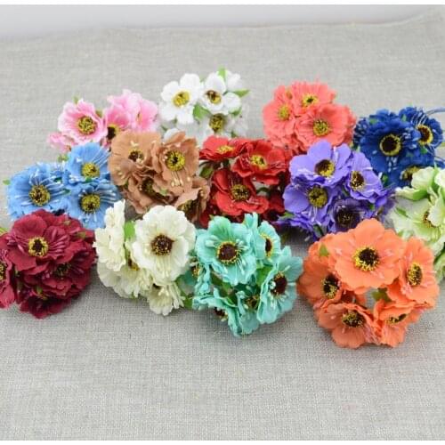 6pcs/lot simulation artificial cherry blossom Artificial Flower Wedding Car Home Decoration Bride Bouquet handmade Silk Flower