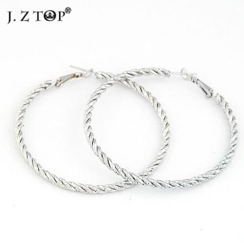 JZTOP Brand Twisted Basketball Wives Earrings Simple Classic Alloy Round Hoop Earrings For Women Fashion Earring